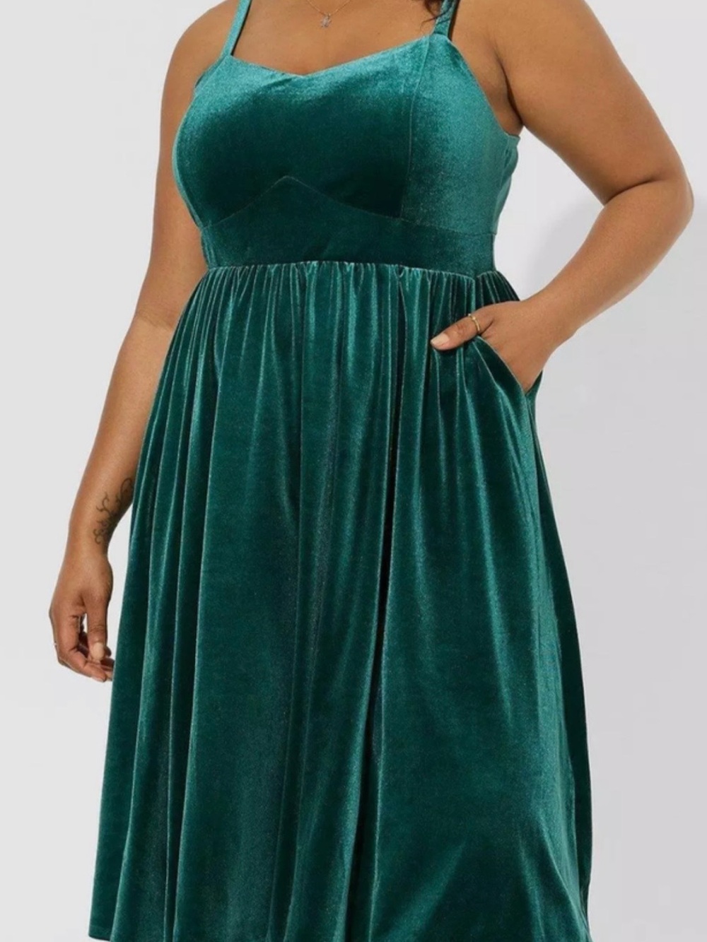 torrid Teal Velvet Spaghetti-Strap Midi Dress